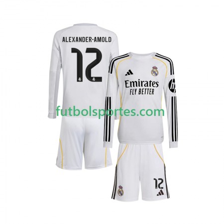 Camiseta Real Madrid Trent Alexander-Arnold 12 Niño Primera Equipación 2025/2026 Manga Larga